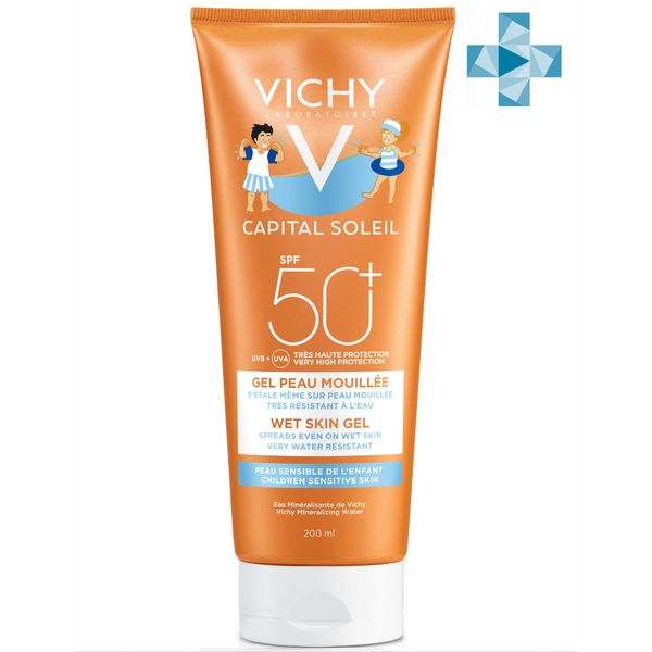 Эмульсия солнцезащитная детская Wet Skin SPF50+ Capital Soleil Vichy/Виши 200мл