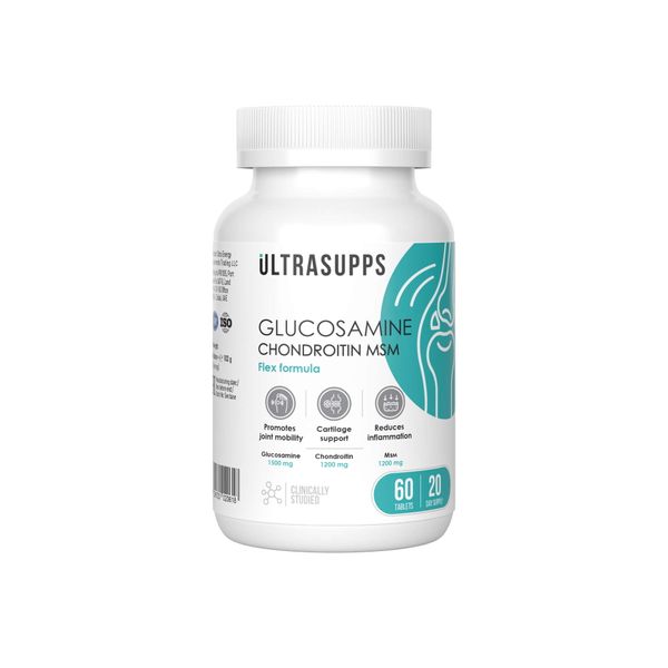 Глюкозамин+Хондроитин+МСМ комплекс UltraSupps/Ультрасаппс таблетки 60шт
