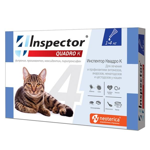 Капли на холку для кошек 1-4кг Inspector 0,4мл