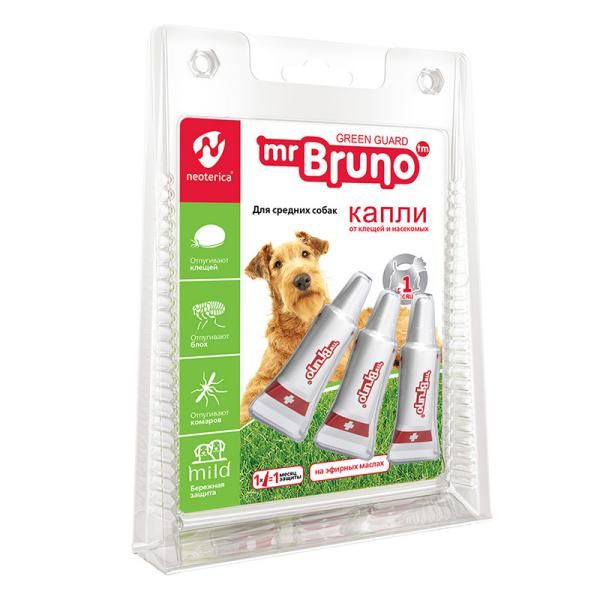 Капли репеллентные для средних собак Mr.Bruno 2,5мл