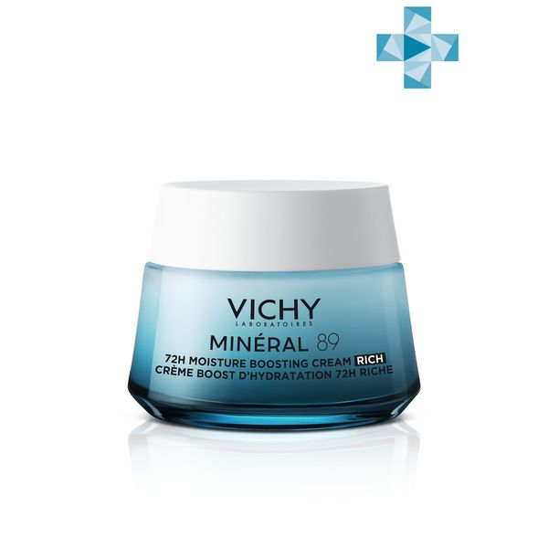 Крем для сухой и чувствительной кожи лица интенсивно увлажняющий 72ч Mineral 89 Vichy/Виши банка 50мл
