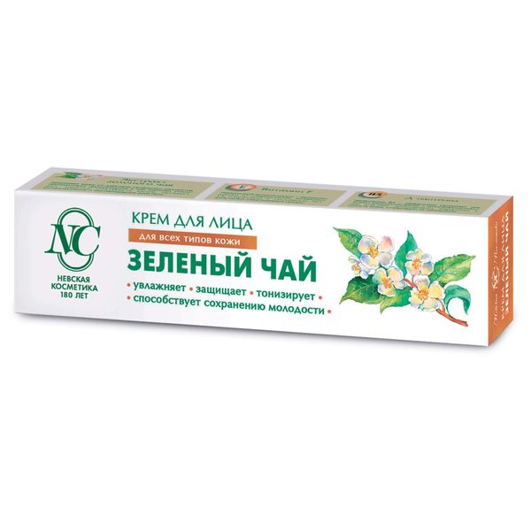 Крем для всех типов кожи лица зеленый чай Невская Косметика туба 40мл