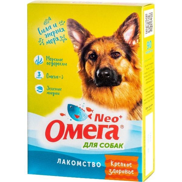 Лакомство Крепкое здоровье для собак с морскими водорослями Омега Nео+ таблетки 90шт