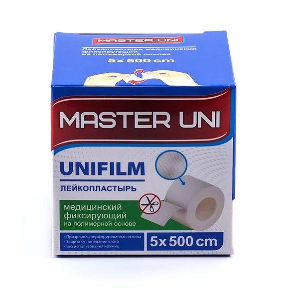Лейкопластырь медицинский фиксирующий на полимерной основе Мастер Юни Unifilm 5см х 500см