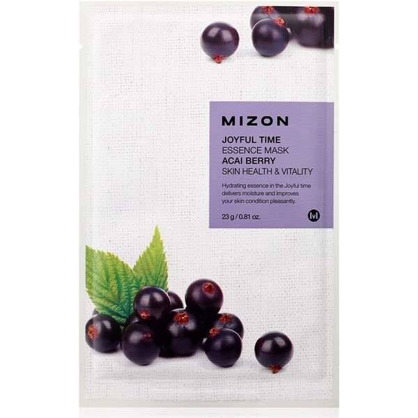 Маска для лица тканевая с экстрактом ягод асаи Joyful time essence mask acai berry MIZON 23г