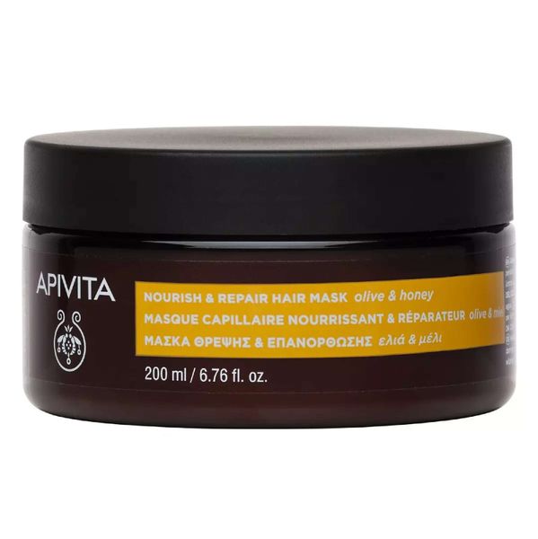 Маска для волос питательная и восстанавливающая с оливой и медом Apivita/Апивита банка 200мл
