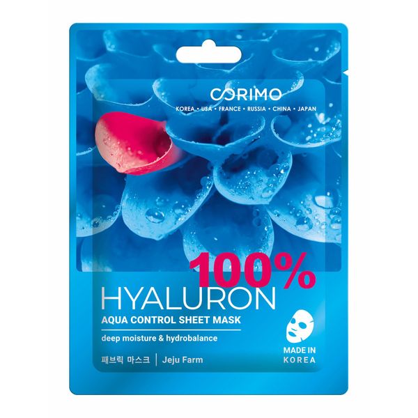 Маска тканевая для лица акваконтроль 100% Hyaluron Corimo/Коримо 22г