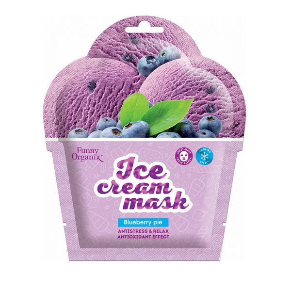 Маска тканевая-мороженое охлаждающая прохладный релакс Blueberry pie Funny Organix/Фанни Органикс 22г