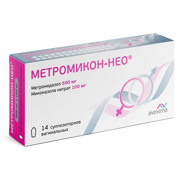 Метромикон-Нео суппозитории вагинальные 500мг+100мг 14шт