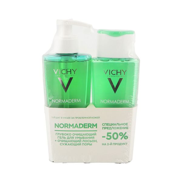 Набор Normaderm Vichy/Виши: Лосьон сужающий поры очищающий 200мл+Гель для умывания скидка -50% на гель 200мл