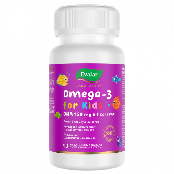 Омега-3 Бэби ДГК для детей с 3 лет со вкусом фруктов Эвалар лаборатория капсулы жевательные 0,35г 90шт