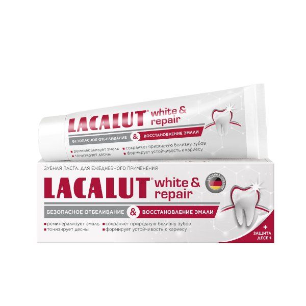 Паста зубная безопасное отбеливание и восстановление эмали White&Repair Lacalut/Лакалют 65г