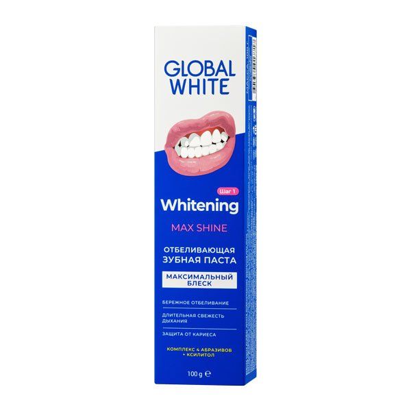 Паста зубная отбеливающая Max shine Global White/Глобал вайт 100г