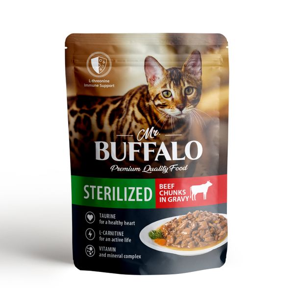 Пауч для кошек цыпленок в соусе Sterilized Mr.Buffalo 85г