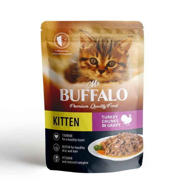 Пауч для котят нежный цыпленок в соусе Kitten Mr.Buffalo 85г