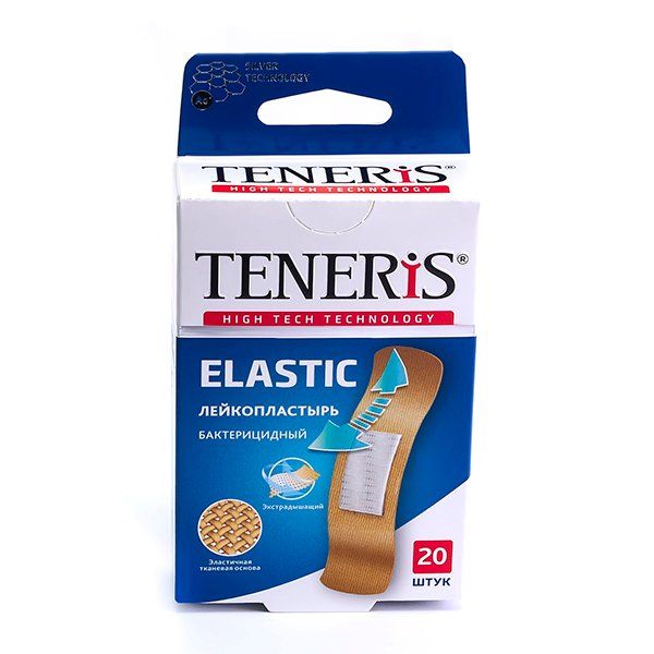 Пластырь бактерицидный на тканевой основе Elastic Teneris/Тенерис 7,6см х 1,9см 20 шт.