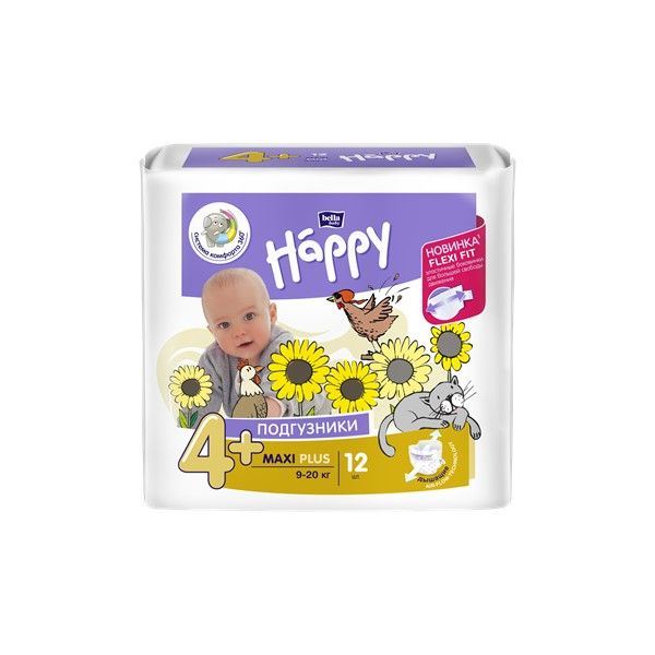 Подгузники гигиенические для детей Baby Happy Bella/Белла 9-20кг 12шт р.Maxi Plus (4+)