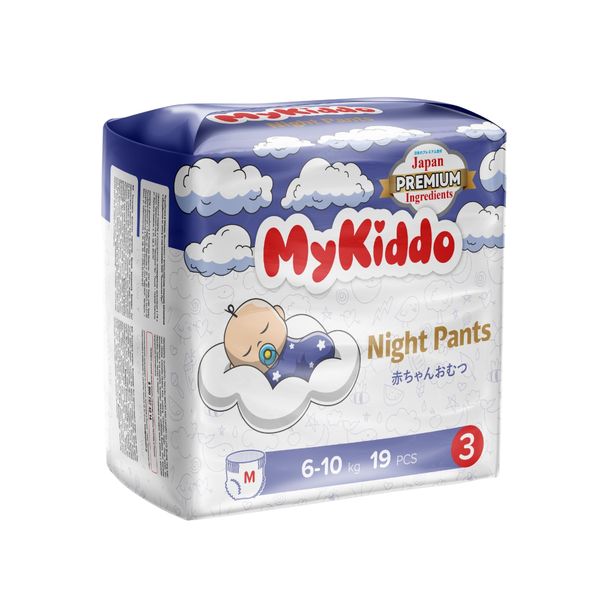 Подгузники-трусики для детей ночные Night MyKiddo 6-10кг 19шт р.M