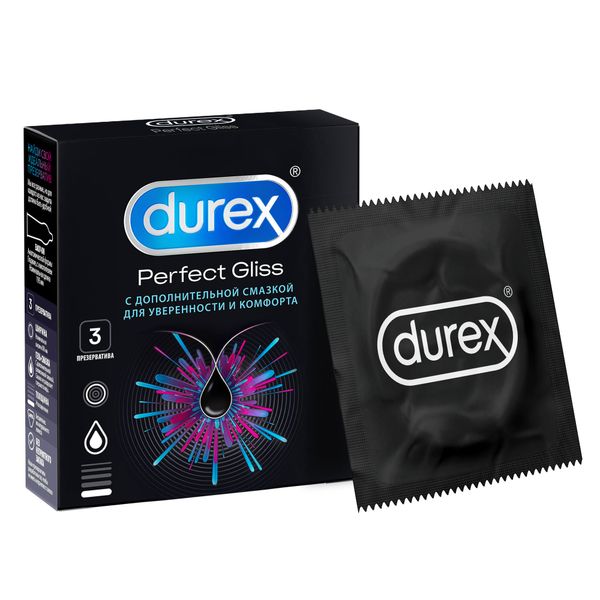Презервативы из натурального латекса Perfect Gliss Durex/Дюрекс 3шт