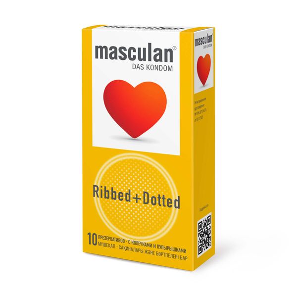 Презервативы с колечками и пупырышками Ribbed+Dotted Masculan/Маскулан 10шт