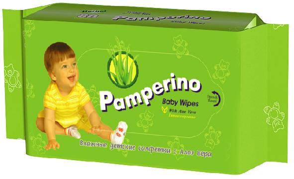Салфетки влажные детские алоэ вера-зеленый чай Pamperino/Памперино 80шт