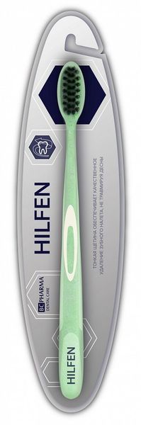 Щетка Hilfen/Хилфен зубная мягкая с черной щетиной зеленая