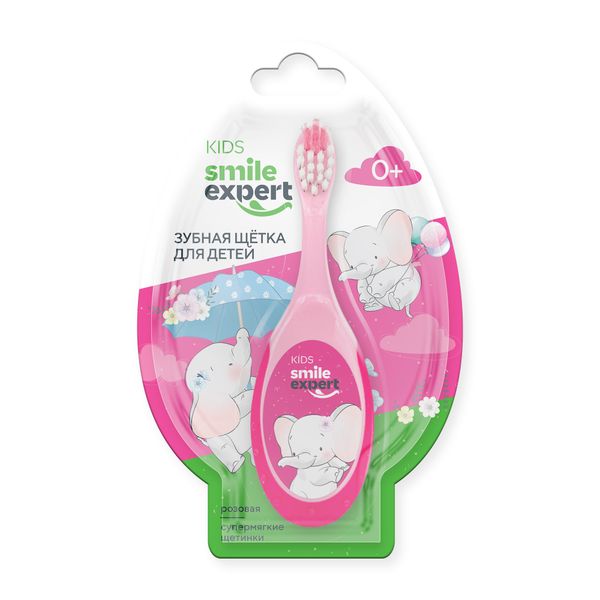 Щетка зубная для детей с прорезывателем розовая 0+ Kids Smile Expert/Смайл Эксперт