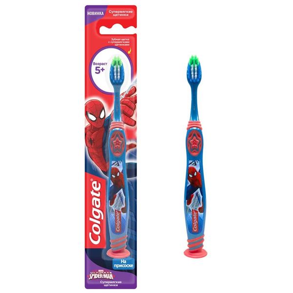 Щетка зубная супермягкие щетинки для детей от 5 лет Smiles Barbie, Spiderman Colgate/Колгейт (FCN21494)