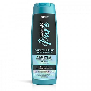 Шампунь для волос и кожи головы мицеллярный Суперочищение и увлажнение Витэкс Expert Pure 400мл