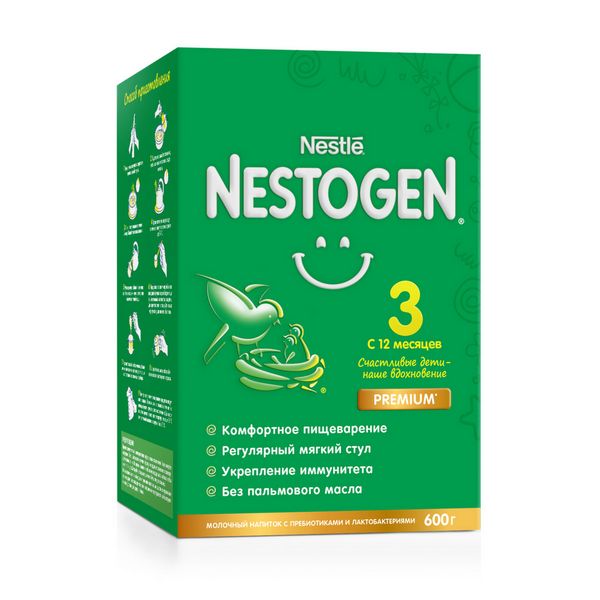 Смесь сухая молочная 12+мес Premium 3 Nestogen/Нестожен 600г