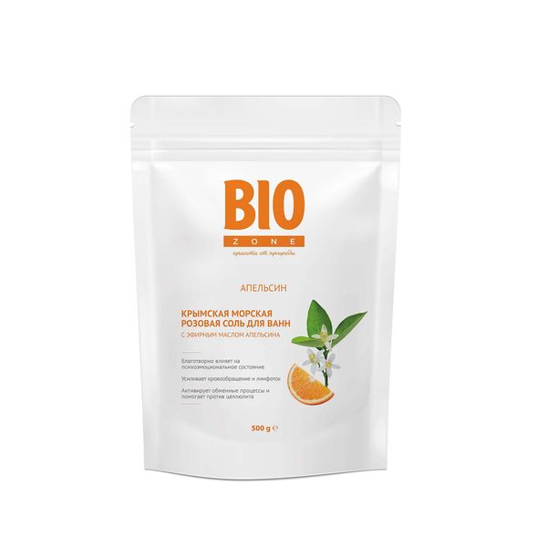 Соль для ванн морская розовая с эфирным маслом апельсина BioZone/Биозон 500мл