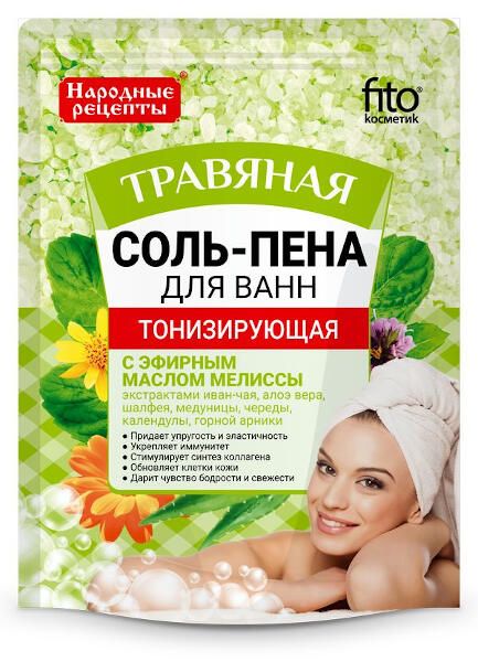 Соль-пена для ванн укрепляющая хвойная серии народные рецепты fito косметик 200 г