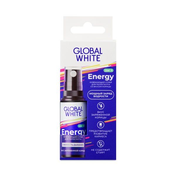 Спрей для полости рта освежающий со вкусом корицы Energy Global White/Глобал вайт фл. 15мл